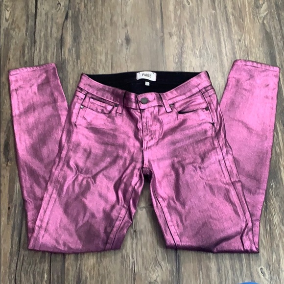 PAIGE Pants - Paige Metallic Skinny Pants Sz 27